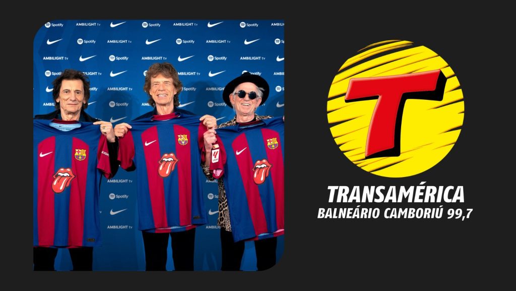 Símbolo dos Rolling Stones estampa edição limitada de camisa do Barcelona